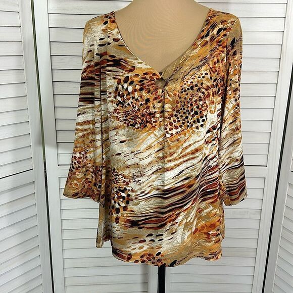 Chico’s Top Size 3 XL (16) Stretchy Knit Animal Print - Picture 2 of 13
